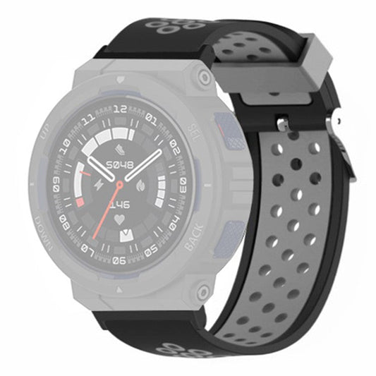 For Huami Amazfit Active Edge A2212 Watch Band Dual Color Silicone Wrist Strap - Black+Grey