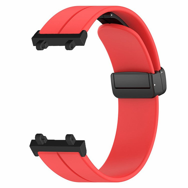 For Huami Amazfit Active Edge A2212 Watch Band Silicone Wrist Strap with Magnetic Folding Buckle - Red