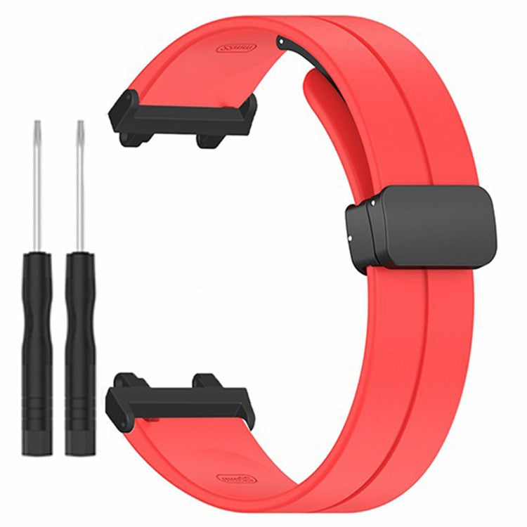 For Huami Amazfit Active Edge A2212 Watch Band Silicone Wrist Strap with Magnetic Folding Buckle - Red