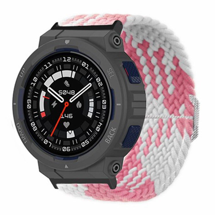 For Huami Amazfit Active Edge (A2212) Watch Band Braided Nylon Adjustable Straps - Pink White