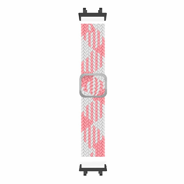 For Huami Amazfit Active Edge (A2212) Watch Band Braided Nylon Adjustable Straps - Pink White