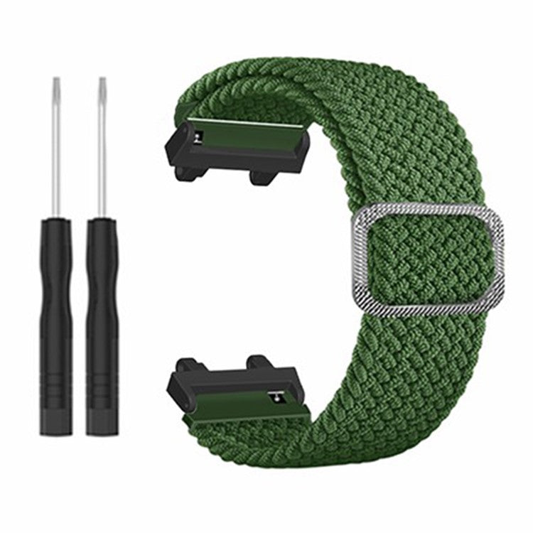 For Huami Amazfit Active Edge (A2212) Watch Band Braided Nylon Adjustable Straps - Army Green