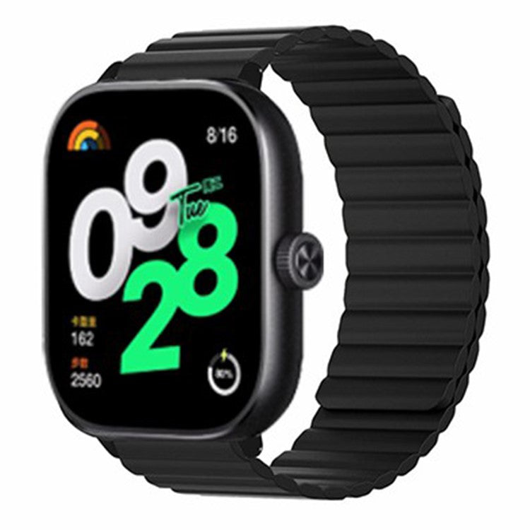For Xiaomi Redmi Watch 4 Magnetic Silicone Watch Band Strap with Alloy Connector - Black