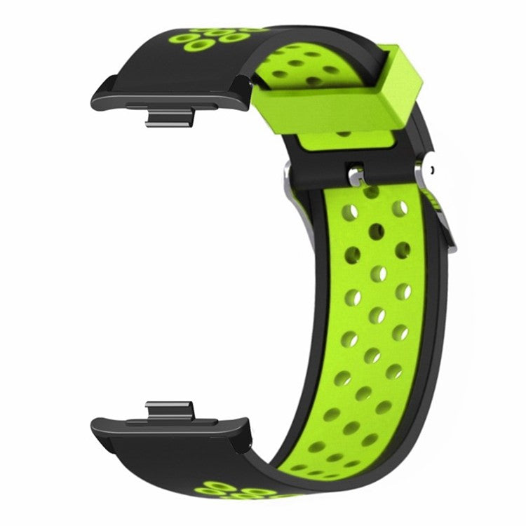 For Xiaomi Redmi Watch 4 Dual Color Silicone Watch Band Wrist Strap - Black+Green