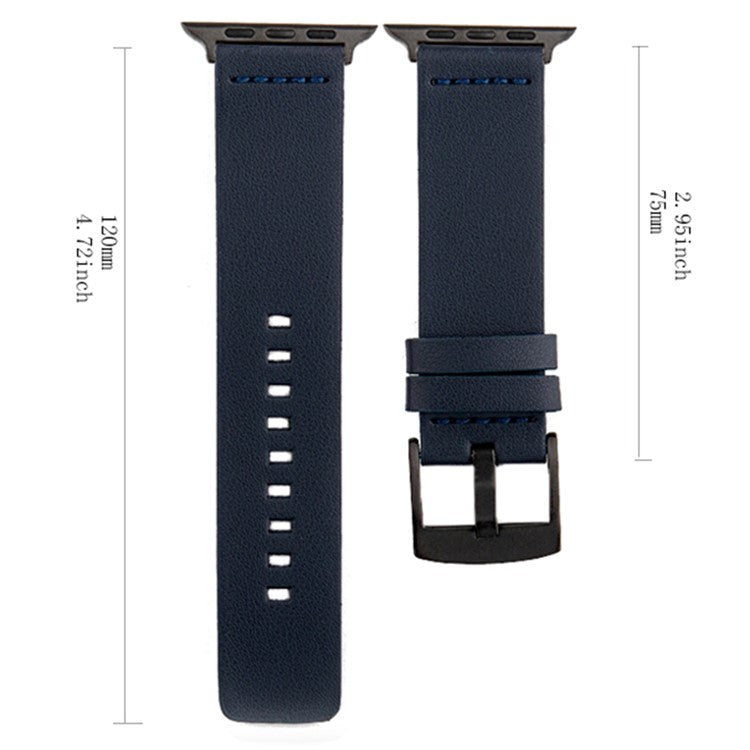 Watch Band for Apple Watch Series 10 42mm / 9 8 7 41mm / SE (2023) SE (2022) SE 6 5 4 40mm / 3 2 1 38mm Watchband Genuine Cow Leather Watch Strap - Black