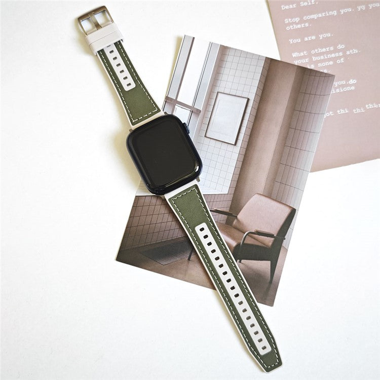 For Apple Watch 10 46mm / Ultra 2 / Ultra 49mm / 9 8 7 45mm / SE (2023) SE (2022) SE 6 5 4 44mm / 3 2 1 42mm Watch Bracelet - Green+Starlight