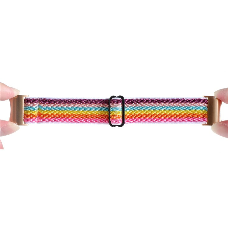 For Samsung Galaxy Watch FE 40mm / Watch6 / Watch6 Classic / Watch 5 Wave Shape Watch Strap Braided Wrist Band - Rainbow