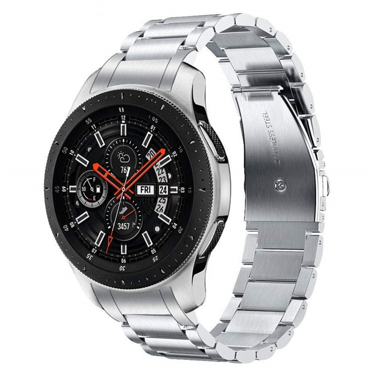 For Huawei Watch GT 4 46mm Watch Band Three Beads Stainless Steel Strap Replacement - Black