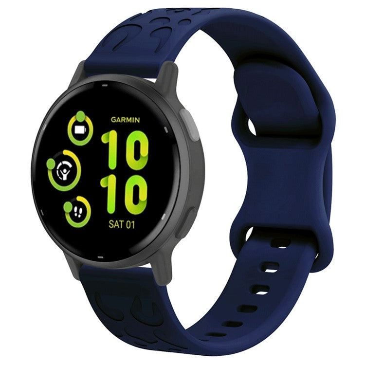 For Garmin Venu 2 Plus / vivoactive 5 Armband 20mm Silicone Watch Band Leopard Texture Strap - Navy Blue