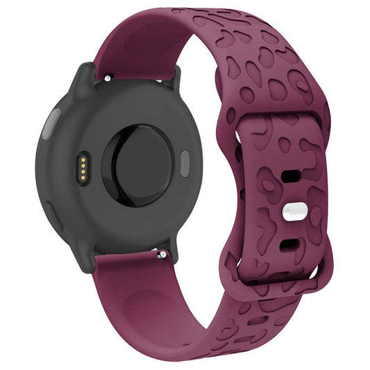 For Huawei Watch GT 4 41mm / Garmin Venu 3S 18mm Watch Band Leopard Texture Silicone Wrist Strap - Wine Red