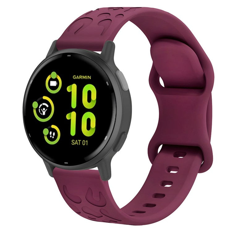 For Huawei Watch GT 4 41mm / Garmin Venu 3S 18mm Watch Band Leopard Texture Silicone Wrist Strap - Wine Red