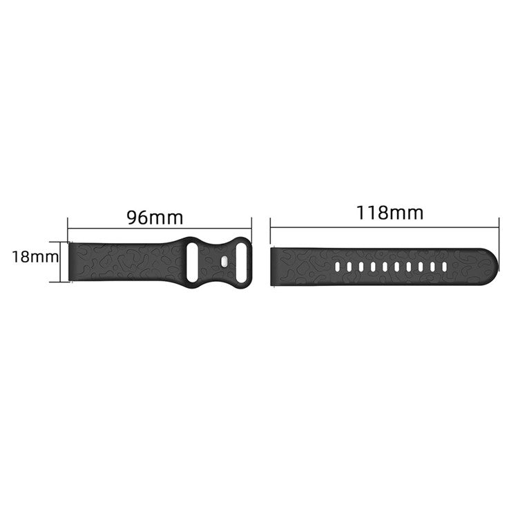 For Huawei Watch GT 4 41mm / Garmin Venu 3S 18mm Watch Band Leopard Texture Silicone Wrist Strap - Wine Red