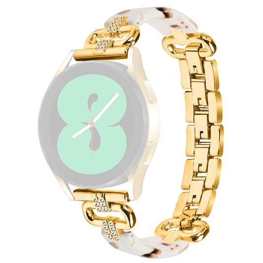 For Samsung Galaxy Watch4 Active Classic / Watch 5 Pro Active Resin Smart Watch Strap - Gold+White