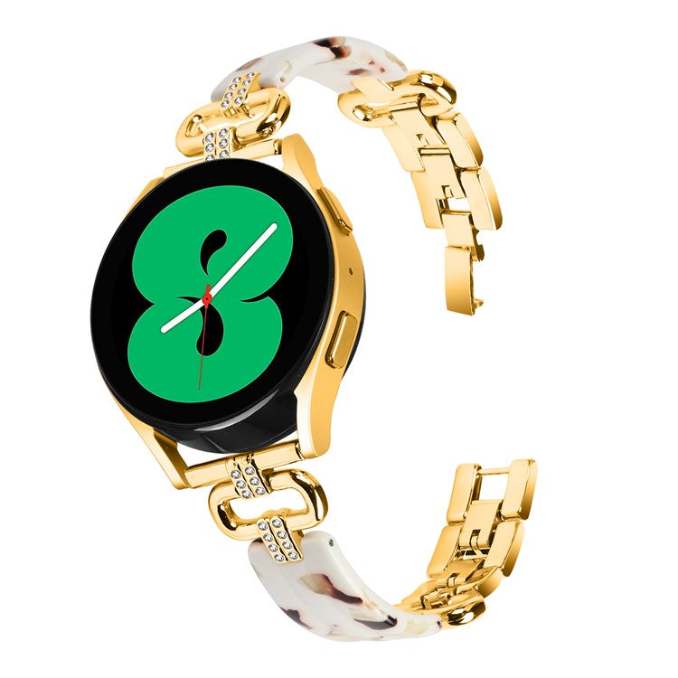 For Samsung Galaxy Watch4 Active Classic / Watch 5 Pro Active Resin Smart Watch Strap - Gold+White