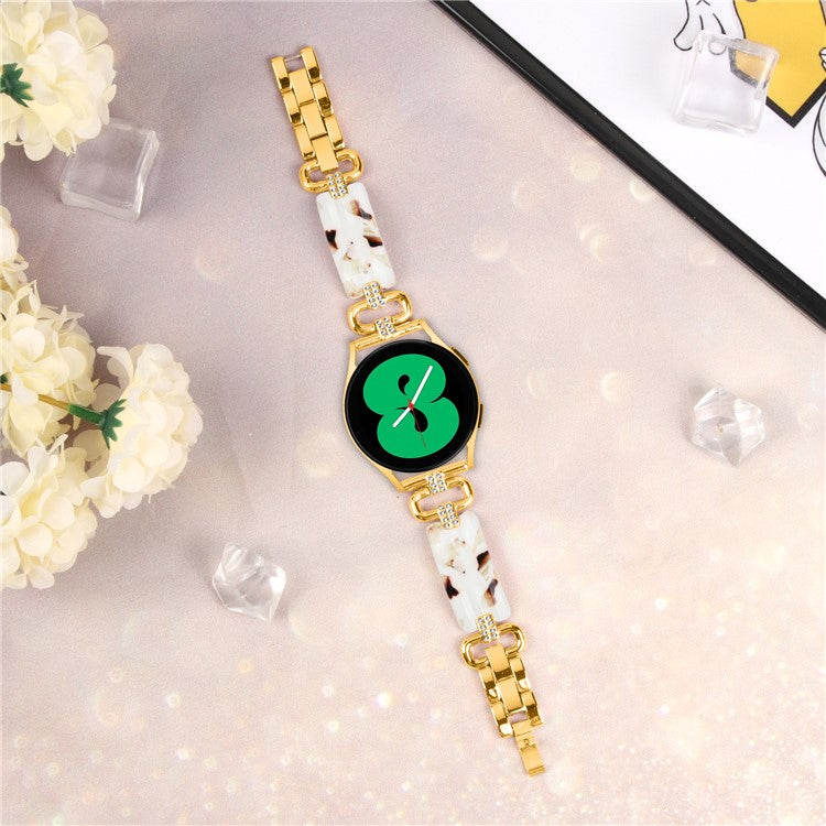 For Samsung Galaxy Watch4 Active Classic / Watch 5 Pro Active Resin Smart Watch Strap - Gold+White