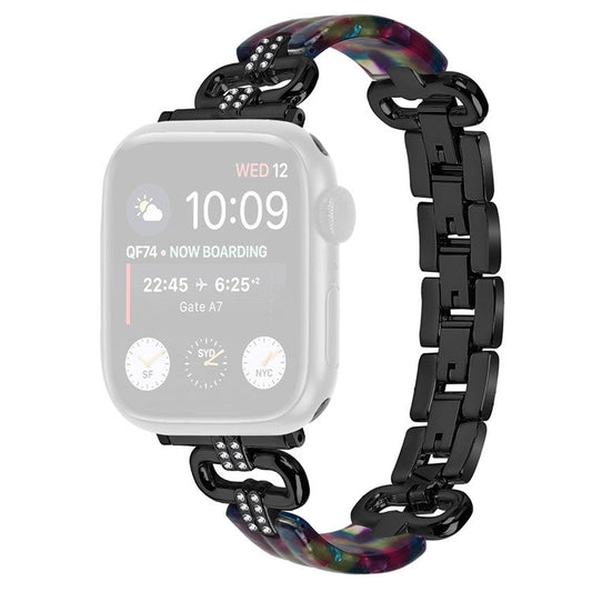 For Apple Watch 10 46mm / Ultra 2 / Ultra 49mm / 9 8 7 45mm / SE (2023) SE (2022) SE 6 5 4 44mm / 3 2 1 42mm Resin Band Strap - Black