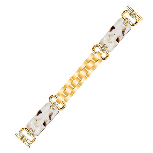 For Huami Amazfit Youth Edition 20mm Resin Smart Watch Band Strap - Gold+White