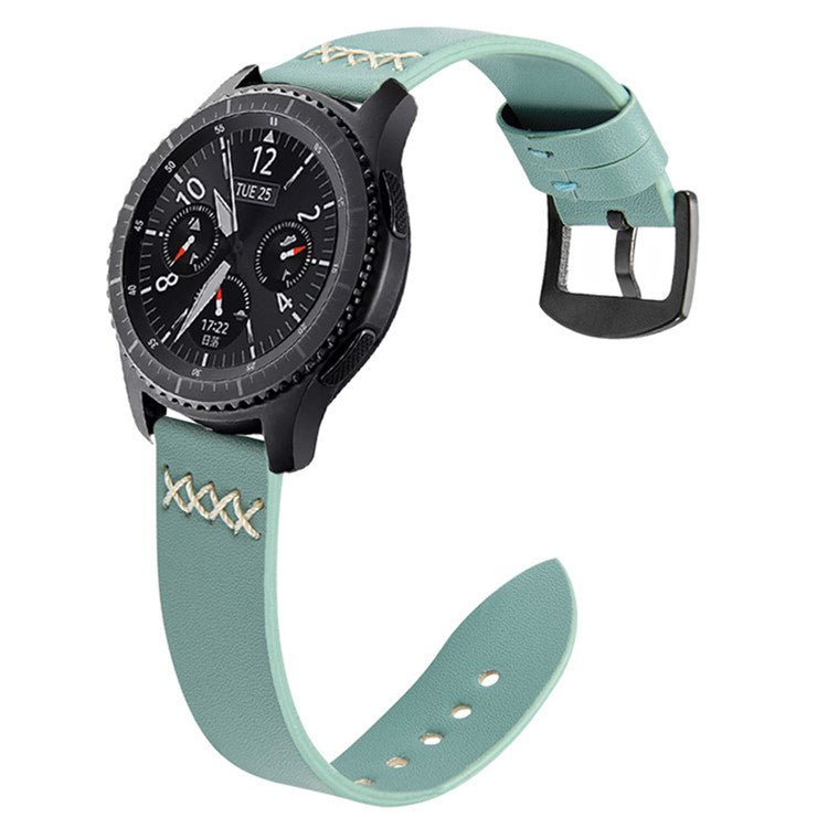 Watch Strap for Apple Watch Series 10 42mm / 9 8 7 41mm / SE (2023) SE (2022) SE 6 5 4 40mm / 3 2 1 38mm Cross Stitch Leather Watch Band - Green