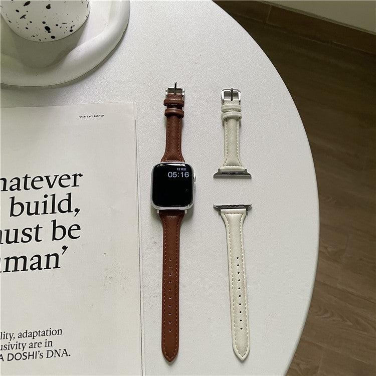 For Apple Watch 10 46mm / Ultra 2 / Ultra 49mm / 9 8 7 45mm / SE (2023) SE (2022) SE 6 5 4 44mm / 3 2 1 42mm Slim Replacement Bracelet - Coffee
