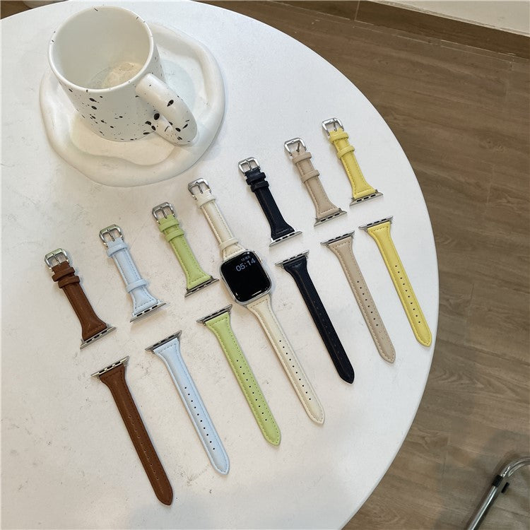 For Apple Watch 10 46mm / Ultra 2 / Ultra 49mm / 9 8 7 45mm / SE (2023) SE (2022) SE 6 5 4 44mm / 3 2 1 42mm Slim Replacement Bracelet - Coffee