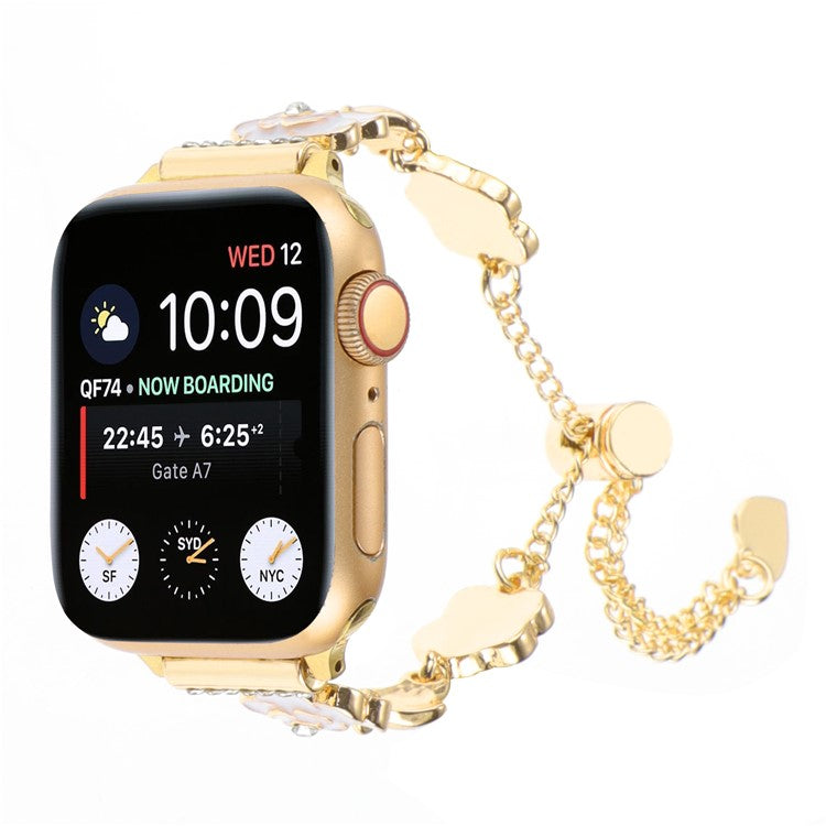 Strap for Apple Watch Series 10 42mm / 9 8 7 41mm / SE (2023) SE (2022) SE 6 5 4 40mm / 3 2 1 38mm Metal Watch Band - White / Gold