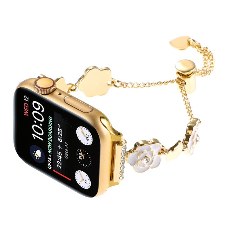 Strap for Apple Watch Series 10 42mm / 9 8 7 41mm / SE (2023) SE (2022) SE 6 5 4 40mm / 3 2 1 38mm Metal Watch Band - White / Gold