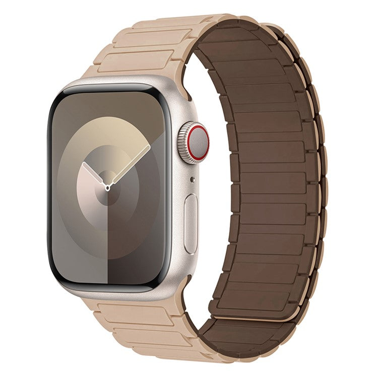 For Apple Watch 10 46mm / Ultra 2 / Ultra 49mm / 9 8 7 45mm / SE (2023) SE (2022) SE 6 5 4 44mm / 3 2 1 42mm Silicone Wrist Strap - Milk Tea+Chocolate