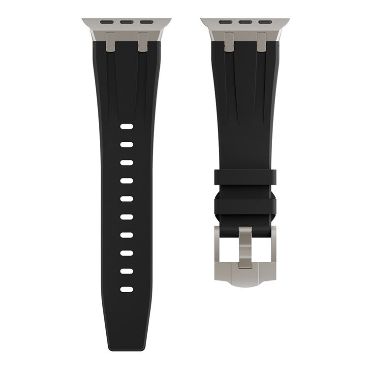 For Apple Watch 10 46mm / Ultra 2 / Ultra 49mm / 9 8 7 45mm / SE (2023) SE (2022) SE 6 5 4 44mm / 3 2 1 42mm Liquid Silicone Band - Titanium Black