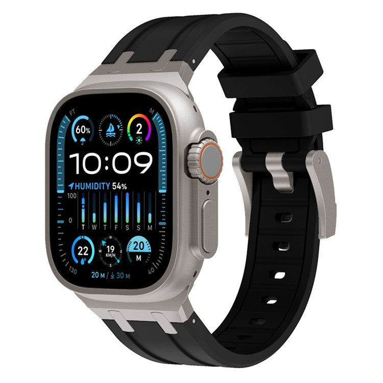 For Apple Watch 10 46mm / Ultra 2 / Ultra 49mm / 9 8 7 45mm / SE (2023) SE (2022) SE 6 5 4 44mm / 3 2 1 42mm Liquid Silicone Band - Titanium Black