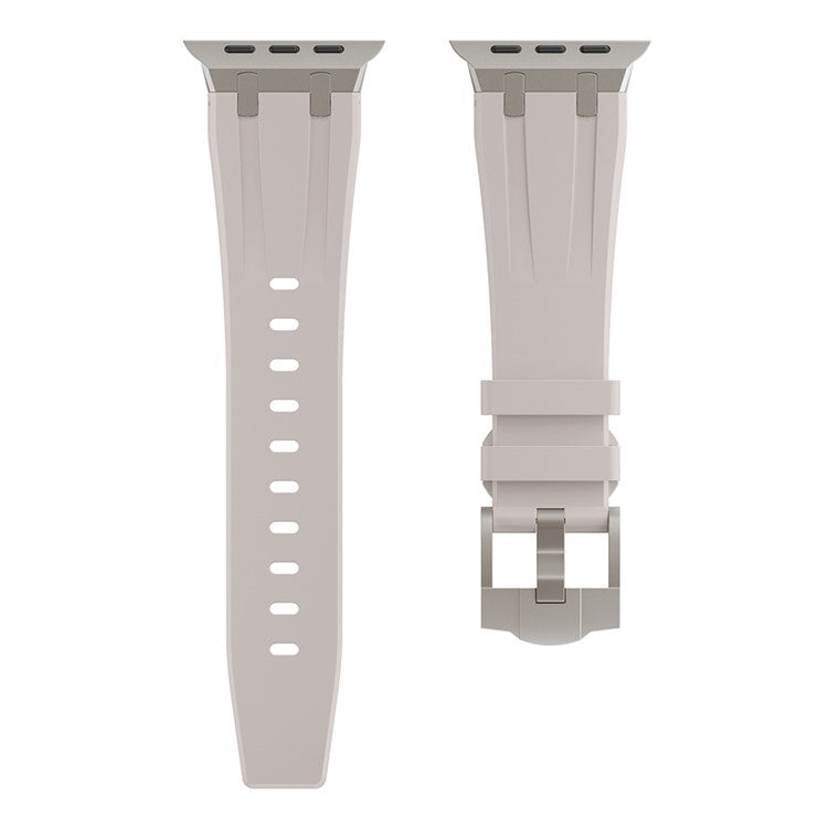 For Apple Watch 10 46mm / Ultra 2 / Ultra 49mm / 9 8 7 45mm / SE (2023) SE (2022) SE 6 5 4 44mm / 3 2 1 42mm Liquid Silicone Band - Titanium Starlight
