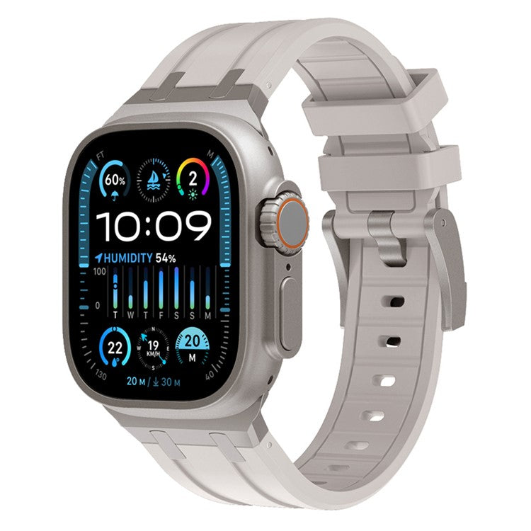 For Apple Watch 10 46mm / Ultra 2 / Ultra 49mm / 9 8 7 45mm / SE (2023) SE (2022) SE 6 5 4 44mm / 3 2 1 42mm Liquid Silicone Band - Titanium Starlight