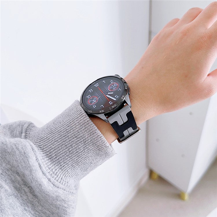 For Samsung Galaxy Watch FE 40mm / Watch6 / Watch6 Classic / Huawei Watch GT 4 41mm Silicone 20mm Watch Band - Baby Blue / White