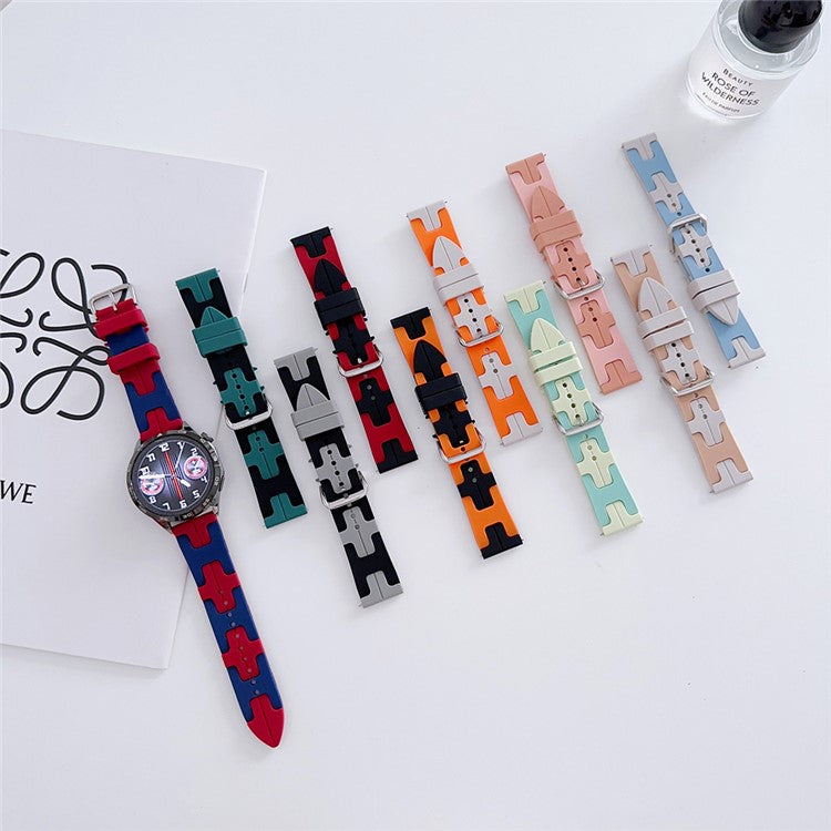 For Samsung Galaxy Watch FE 40mm / Watch6 / Watch6 Classic / Huawei Watch GT 4 41mm Silicone 20mm Watch Band - Baby Blue / White