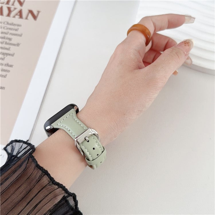 For Apple Watch Series 10 42mm / 9 8 7 41mm / SE (2023) SE (2022) SE 6 5 4 40mm / 3 2 1 38mm PU Leather Watch Band - Black