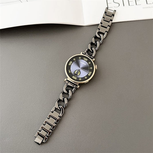 For Huawei Watch GT 4 41mm / Garmin Venu 3S 18mm Zinc Alloy Watch Band Chain Bracelet Strap - Black