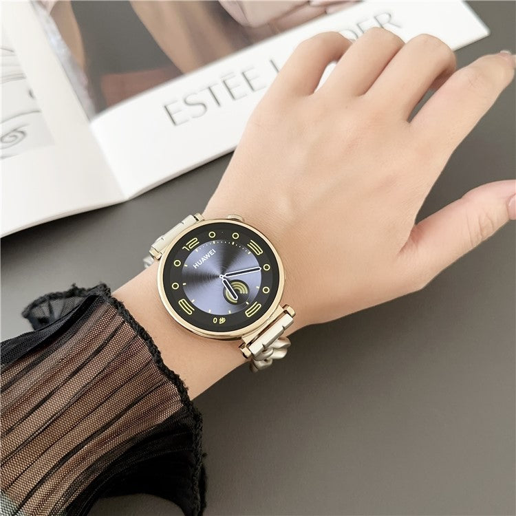For Huawei Watch GT 4 41mm / Garmin Venu 3S 18mm Zinc Alloy Watch Band Chain Bracelet Strap - Black