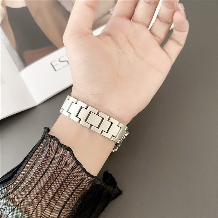 For Huawei Watch GT 4 41mm / Garmin Venu 3S 18mm Zinc Alloy Watch Band Chain Bracelet Strap - Black