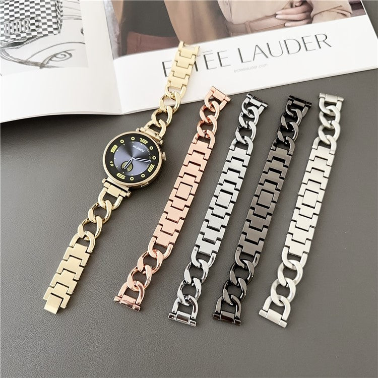 For Huawei Watch GT 4 41mm / Garmin Venu 3S 18mm Zinc Alloy Watch Band Chain Bracelet Strap - Black