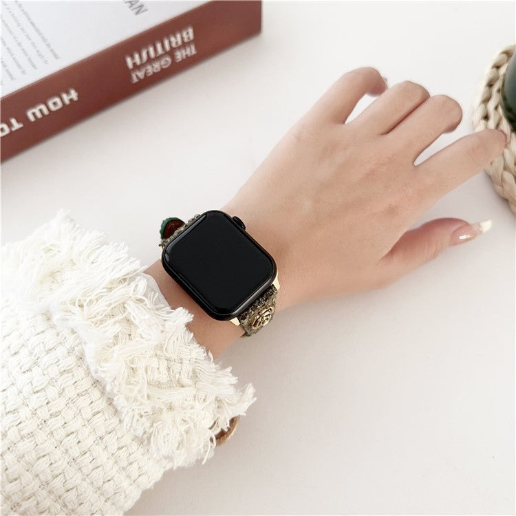 For Apple Watch Series 10 42mm / 9 8 7 41mm / SE (2023) SE (2022) SE 6 5 4 40mm / 3 2 1 38mm PU Leather Strap Replacement - Black