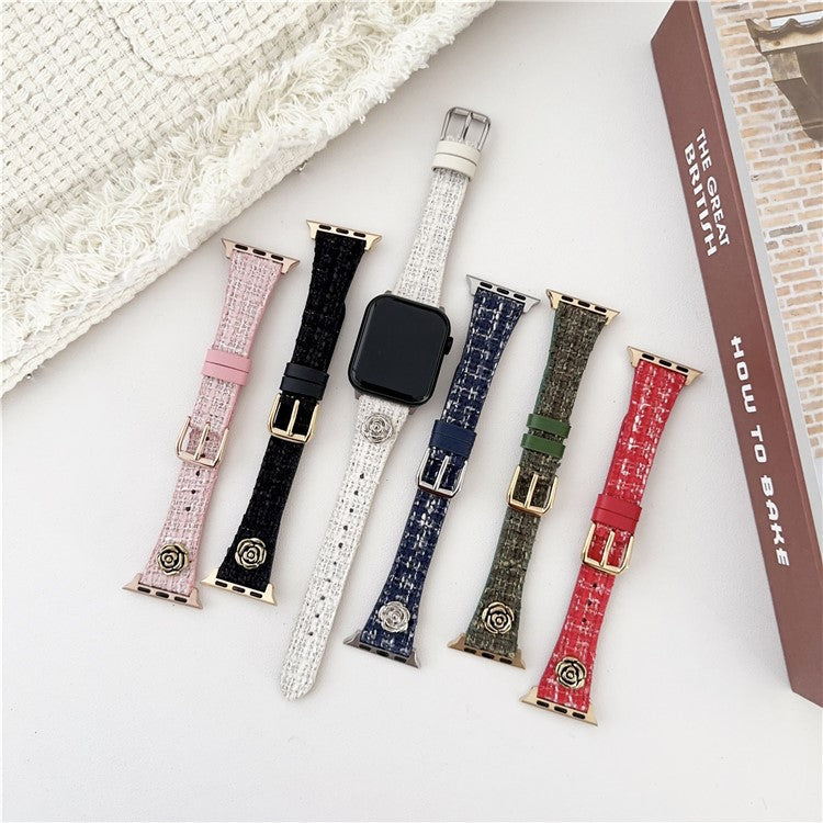For Apple Watch Series 10 42mm / 9 8 7 41mm / SE (2023) SE (2022) SE 6 5 4 40mm / 3 2 1 38mm PU Leather Strap Replacement - Black