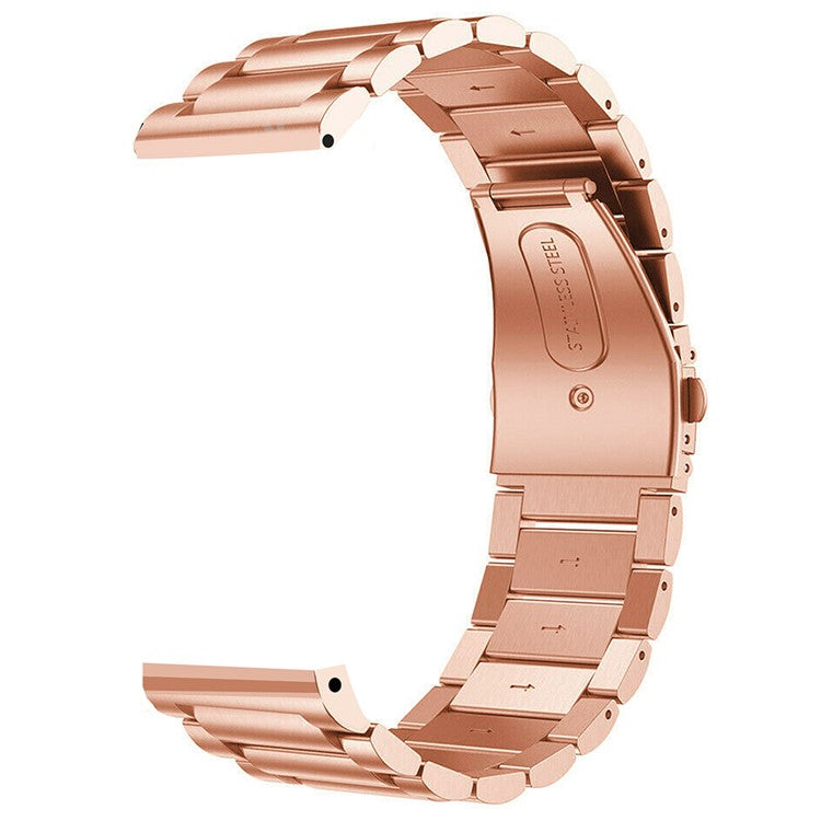 For Huami Amazfit Bip 5 Stainless Steel Watch Strap 22mm Bracelet Band - Rose Gold