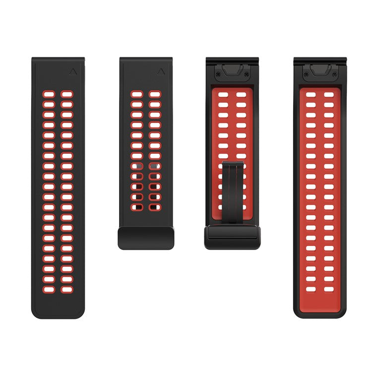 For Garmin Fenix 7 Pro / Fenix 7 Replacement Band 22mm Silicone Strap with Magnetic Buckle - Black+Red