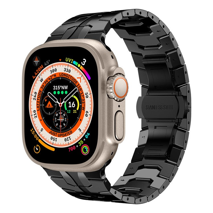 For Apple Watch 10 46mm / Ultra 2 / Ultra 49mm / 9 8 7 45mm / SE (2023) SE (2022) SE 6 5 4 44mm / 3 2 1 42mm Watch Band Stainless Steel - Black