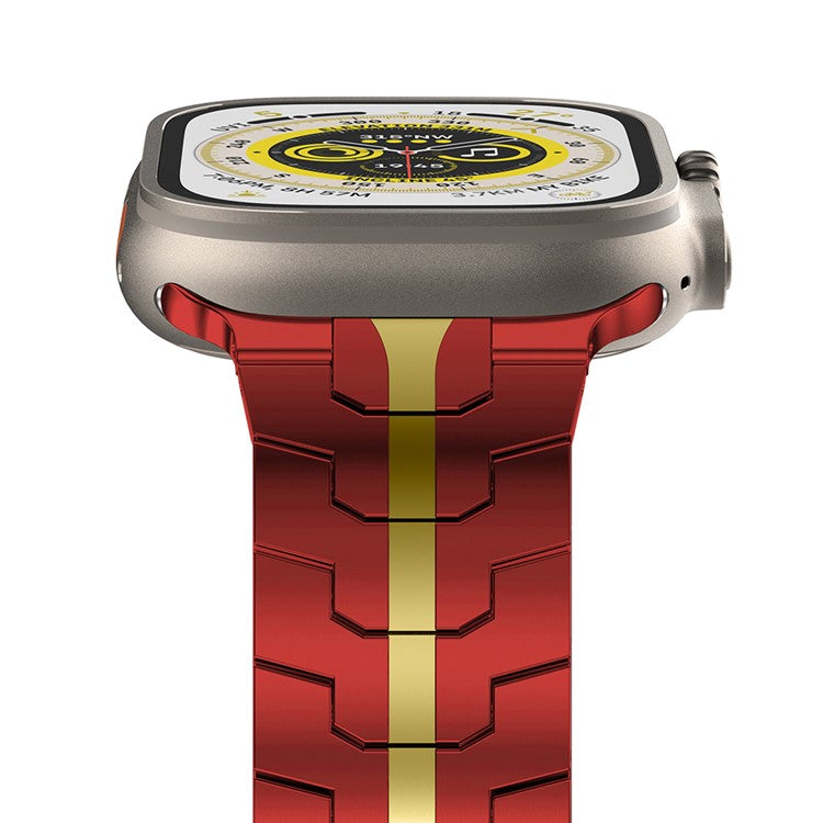 For Apple Watch 10 46mm / Ultra 2 / Ultra 49mm / 9 8 7 45mm / SE (2023) SE (2022) SE 6 5 4 44mm / 3 2 1 42mm Watch Band Stainless Steel - Red+Gold