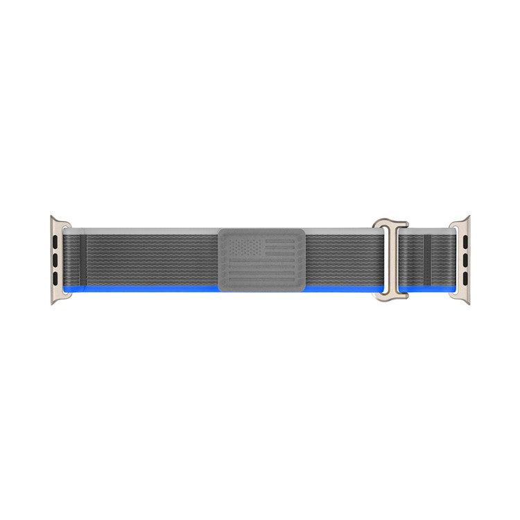 For Apple Watch 10 46mm / Ultra 2 / Ultra 49mm / 9 8 7 45mm / SE (2023) SE (2022) SE 6 5 4 44mm / 3 2 1 42mm Nylon Braided Watch Band, Size: M - Blue+Grey