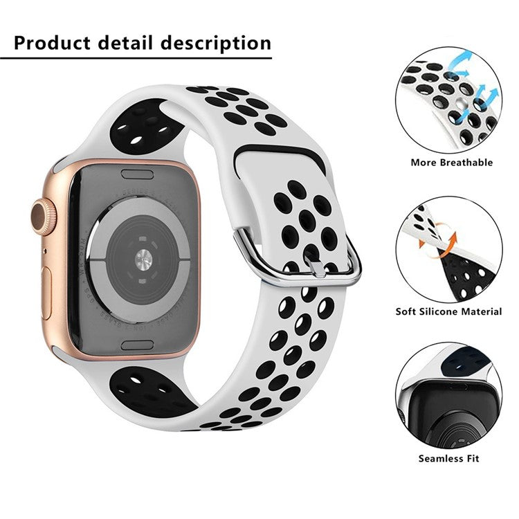 KALEBOL For Apple Watch 10 46mm / Ultra 2 / Ultra 49mm / 9 8 7 45mm / SE (2023) SE (2022) SE 6 5 4 44mm / 3 2 1 42mm Silicone Watch Band - White+Rainbow