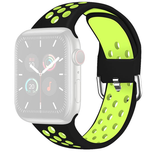 KALEBOL For Apple Watch 10 46mm / Ultra 2 / Ultra 49mm / 9 8 7 45mm / SE (2023) SE (2022) SE 6 5 4 44mm / 3 2 1 42mm Silicone Watch Band - Black+Green