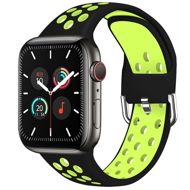 KALEBOL For Apple Watch 10 46mm / Ultra 2 / Ultra 49mm / 9 8 7 45mm / SE (2023) SE (2022) SE 6 5 4 44mm / 3 2 1 42mm Silicone Watch Band - Black+Green