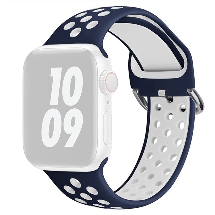 KALEBOL For Apple Watch 10 46mm / Ultra 2 / Ultra 49mm / 9 8 7 45mm / SE (2023) SE (2022) SE 6 5 4 44mm / 3 2 1 42mm Silicone Watch Band - Blue+White