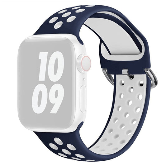 KALEBOL For Apple Watch 10 46mm / Ultra 2 / Ultra 49mm / 9 8 7 45mm / SE (2023) SE (2022) SE 6 5 4 44mm / 3 2 1 42mm Silicone Watch Band - Blue+White